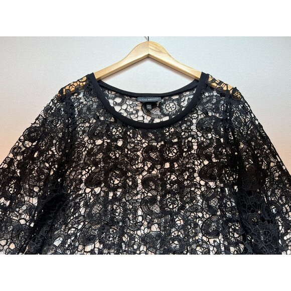 Lane Bryant Women's Crochet Lace Casual Top Long Sleeve Stretch Size 14/16 Black - Picture 5 of 12